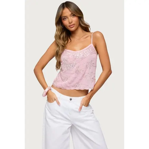 Bead & Sequin Chiffon Tank Top