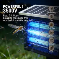 HYKOONT Solar Electronic Mosquito Killer - 3500V Triple Tube UV Light Trap, Dusk-Dawn UV-C Cells, Home Summer Garden Flying Pest Control Device
