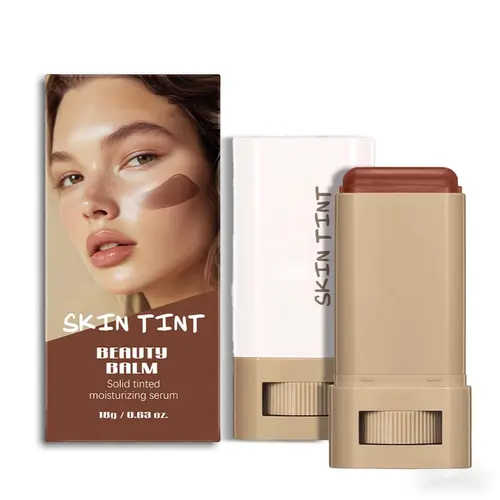 Beauty Balm Serum-Boosted Skin Tint Cosmetic Stick - Moisturizing Tinted Moisturizer, Hydrating Concealer, Adjustable Coverage, Dark Spot Correct, Radiant Dewy Finish for Facial Makeup, Breathable Gel‑Cream