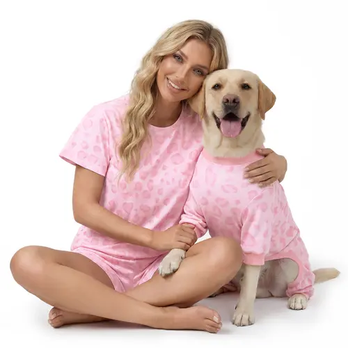 【Summervibes】XPUDAC Matching Women & Dog Pajamas Set Short Sleeve Tee & Shorts,Owner and Pet Pajamas Are Sold Separately,Soft Casual Homewear for Lounging & Matching Photos Loungewear Cute Outfits Fabric Clothes Petlovers sohochic