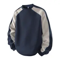 Men's Spring New Color-Block Crewneck Sweatshirt - Loose Long-Sleeve, Segmented Patchwork Design, Comfortable Fabric Casual Base Layer for Everyday Wear #fathersdaygift,summerwins, Sweatshirts