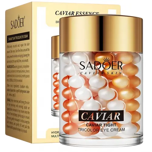 Women's Korean Skincare 3 PCS Caviar Extract Essence Cream (60g) - Refreshing Eye Area Care Lotion, Reusable Eye Patches, Moisturizes for Youthful Skin, Summer Beauty Supplies