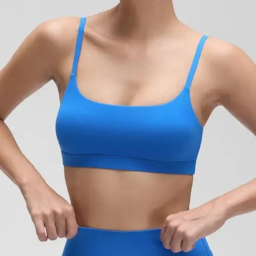 CRZ YOGA Womens Butterluxe Adjustable Spaghetti Strap Sports Bra - Scoop Neck Wireless Padded Bra Yoga Workout Crop Top