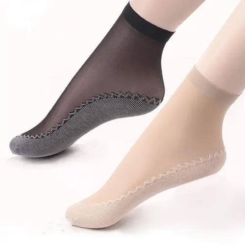 Women's Short Sheer Nylon Slouch Socks - 10/20-Pair, Adults' Casual Basic, 1 Size Fits All, Ultra-Thin, Run-Resistant, Moisture-Wicking, Loose Band, Massage, Sheer Look, Machine Washable, Ankle Length, Non-Slip Cotton Sole, Lightweight,sohochic