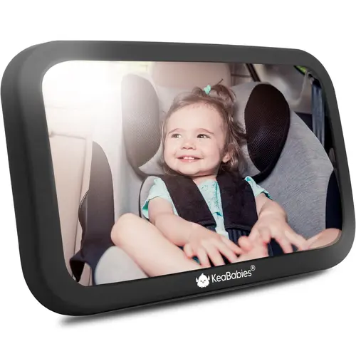KeaBabies Baby Car Seat Mirror - Wide Shatterproof Backseat Infant Car Mirror for Baby Rear Facing, Crystal Clear View, Travel Accessories, Easy Install & Adjust for Removable Headrest
