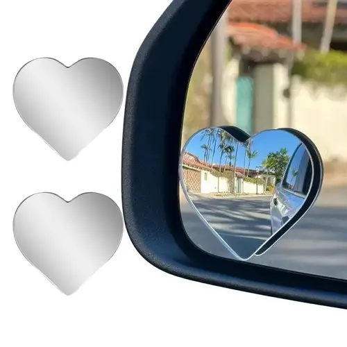 Joytutus 2-Pack Cute Heart-Shaped Frameless Automotive Blind Spot Mirrors - Wide-Angle, 360-Degree Rotatable, Universal Car Fit, Safe Driving Auto Replacement Accessories for Cars,toolupgrade