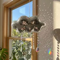 Cute Cloud Disco Ball, Crystal Prism Rainbow Light Effect Hanging Window Decor, Silver Aesthetic Party Decoration, Hanging Room Decor
