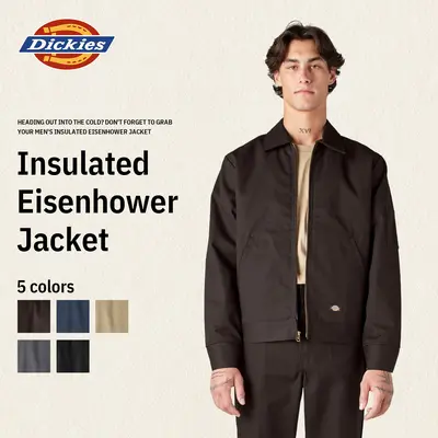 Dickies | TJ15 Insulated Eisenhower Jacket, Full Zip Work Jacket, Full Zip Work Jacket, Men's Workwear, Lightweight Warmth, Wrinkle-Resistant, Stain-Resistant, Easy-Care Finish, Hidden Interior Pocket, Pairs With 874 Pants