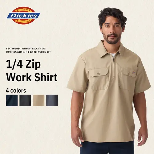 Dickies | 1/4 Zip Work Shirt,Relaxed fit,Stay cool,Workwear Style