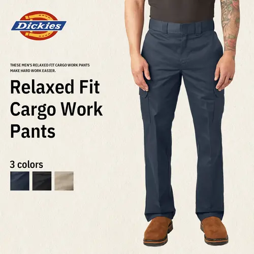 Dickies | Men’s Relaxed Fit Cargo Work Pants, Wrinkle Resistant, Stain Resistant, Relaxed Fit, Cargo Pockets, Easy Care, Workwear Style