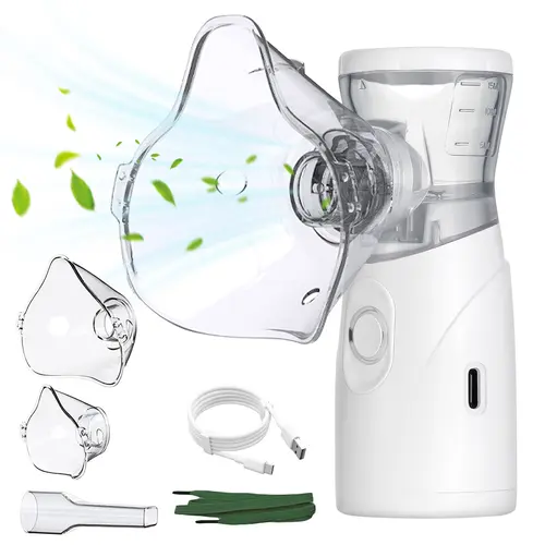 Handheld Mesh Nebulizer for Adults & Kids – Portable USB Rechargeable Inhalation Therapy Device, Includes Dual Masks – Compact & Efficient Breathing Treatment for Home, Travel & On-the-Go Use, Comfortable & Respiratory Relief #SummerVibes,sohochic