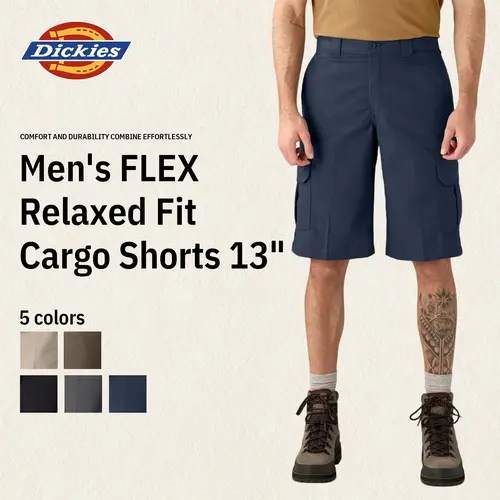 Dickies | Men's FLEX Relaxed Fit Cargo Shorts, 13",Flap Cargo Pockets, Workwear Style
