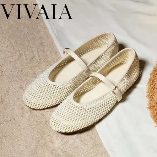 VIVAIA Women’s Almond-Toe Mary Jane Flats, Lightweight Knit Ballet Shoes with Adjustable Strap & Roomy Toe Box, Fall Shoes for Women, Back to School Shoes (Nelly) tiktokshopbacktoschool,back to school,back to school haul,sohochic