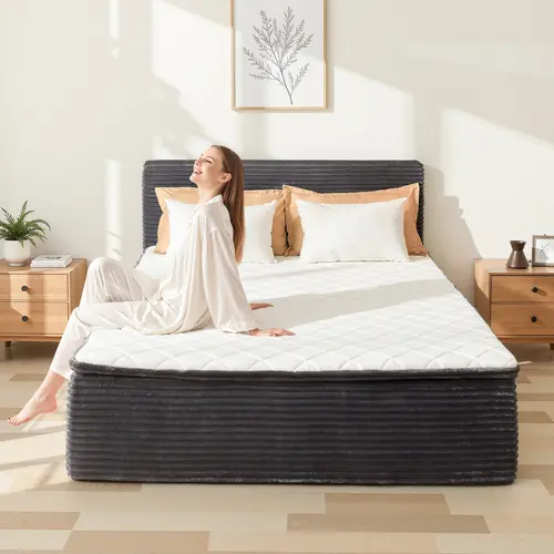【SohoChic Sale】Ovios Queen Size Memory Foam Mattress with Removable Headboard, 17" Sofa Bed Full Mattress, Individually Pocketed Springs, Pressure Relief, Motion Isolation, Provides Support, CertiPUR-US Certified - No Assembly Required