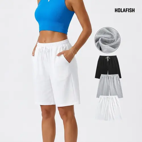 Holafish 1/2 Pack Unisex Sports & Casual Shorts 7" Inseam Lightweight Womens Casual Shorts Ultra Comfortable Everyday Chic Style Casual Wear Breathable Fabric with Pockets for Home and Out Polyester
