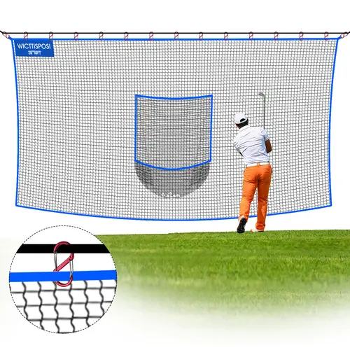 Heavy-Duty Golf Net with Target Pocket, Batting Practice Equipment for Accuracy Training, Reinforced Edge Multi-Sports Netting Barrier with Fast Ball Retrieval & Flexible Mounting for Backyard Garage Use, Home Practice,sohochic