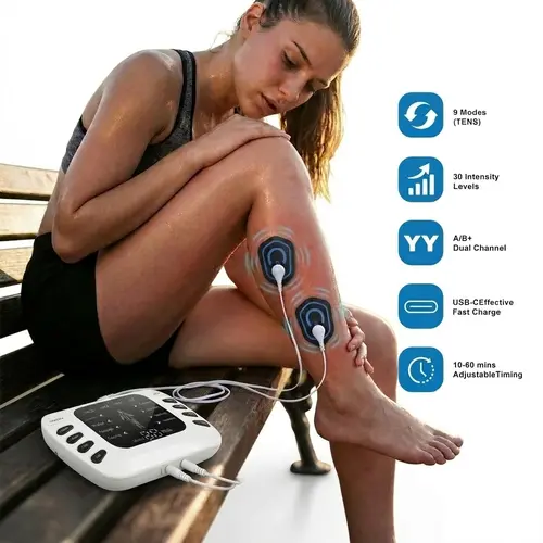 TENS Unit Muscle Stimulator Massage Device - Dual Channel Acupuncture Tool with Large LCD Display, 300g Compact Body, Adults' Multi-Area Relief for Shoulder, Neck, Wrist, Knee Pain, Muscle Soreness, Car Use