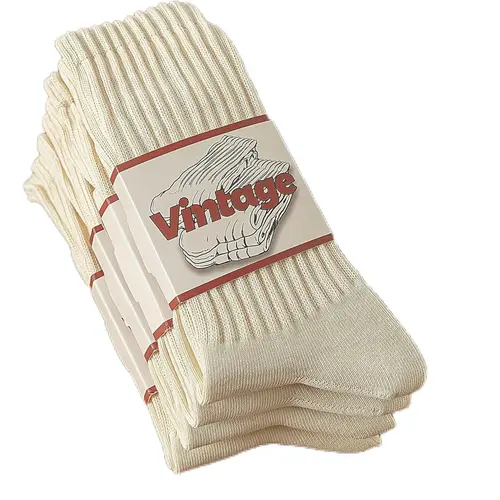 Unisex 4 Pairs 98% Soft Spun Cotton Crew Sports Socks - 2% Elastane, Seamless, Breathable Knit, Cozy, Natural, Slouchy Shape Adds Relaxed Style, Fall & Winter Casual Socks, Machine Washable,sohochic