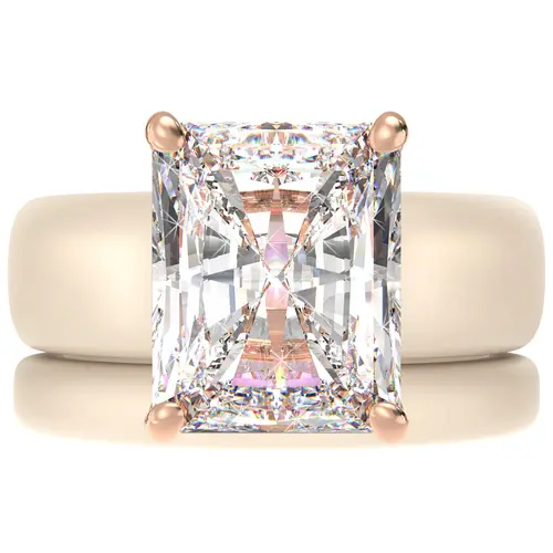 Emerald Cut CZ Silicone Ring Set for Women, Stackable 2-Ring Set, 10x8 mm CZ Stone, Thin Band, Patented Design, GlowStone Collection