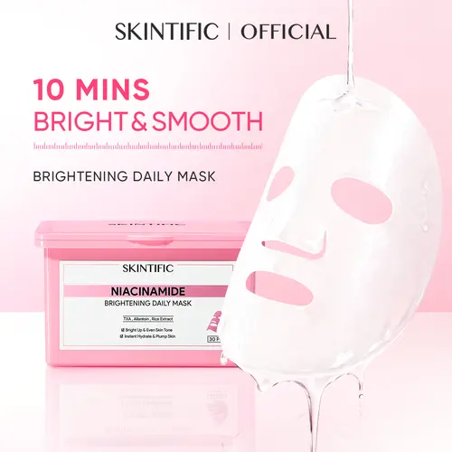 [New Launch] SKINTIFIC Niacinamide Brightening Daily Mask 10-minute daily brightening treatment uneven skin tone 30pcs/box