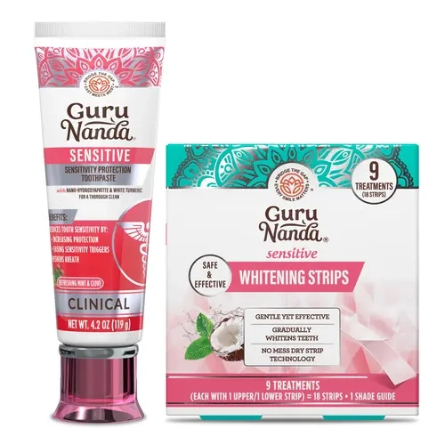 GuruNanda Gentle Whitening Kit – Sensitive Whitening Strips + Sensitive Teeth Toothpaste