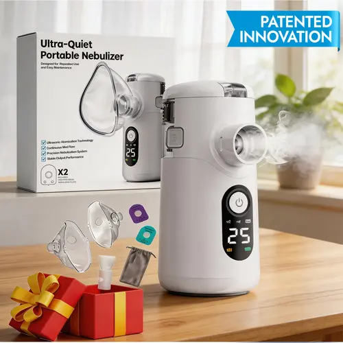Mayluck Swirler Removable Pocket-Size Travel Portable Nebulizer - Ultra-Quiet Mesh Tech, LED Interface, Auto-Cleaning, Custom Modes, Efficient Misting, 2H Battery Powered, Daily Selfcare Body Beauty Device for Children, Home/Travel