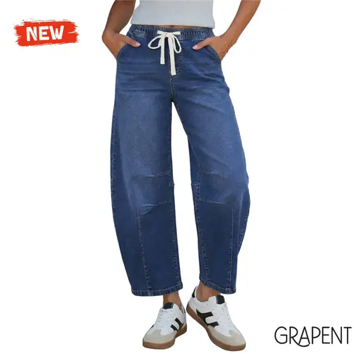 GRAPENT Barrel Jeans for Women High Waisted Cropped Wide Leg Stretch Denim Pants, Relaxed Fit Jeans for Summer to Early Fall Outfits, Cropped Flare Jeans,summerwins,summeroutfits,vacationoutfits,beachoutfits,back to school shopping,sohochic