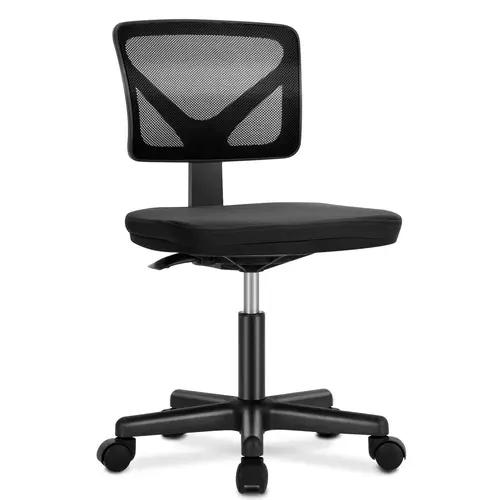 [Deal] Sweetcrispy Desk Chair - Armless Mesh Office Chair, Ergonomic Design, No Armrest, Lumbar Support, Swivel Rolling for Small Spaces