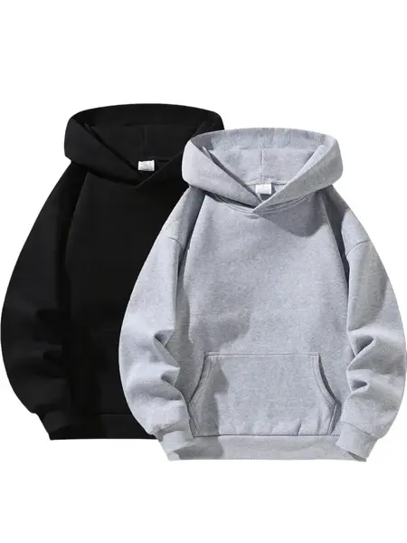 Men's Loose-Fit Long-Sleeve Hooded Pullover Sweater - Fleece Fabric, Soft Breathable Durable, Minimalist Solid Color, Pockets, Machine Washable, Fashion Streetwear, Outdoor Everyday Tops, Back to School Haul Cute Trendy Clothes for Students,sohochic