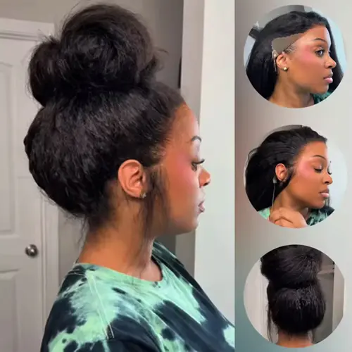 BLING HAIR 100% Human Hair Female 360 Full Lace Front Wig, PreCut Lace Invisi Draw-strings InvisiFit Strap Natural Glueless Daily Wear Everyday Wig for Back-to-School sohochic