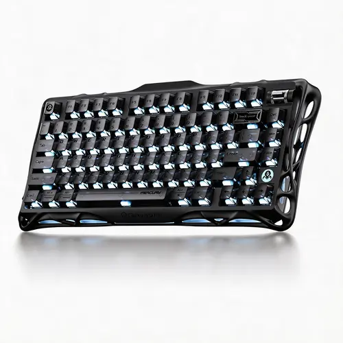 GravaStar Mercury K1 Stealth Black 75% Wireless Creamy Mechanical Keyboard, Aluminum Alloy Design, Transparent Keycaps, Custom Linear Switches, Gasket Hot-Swap Socket, RGB Backlight, Lithium Ion Battery, for Gaming & Daily Use, Gamer Stuff, PC Accessories