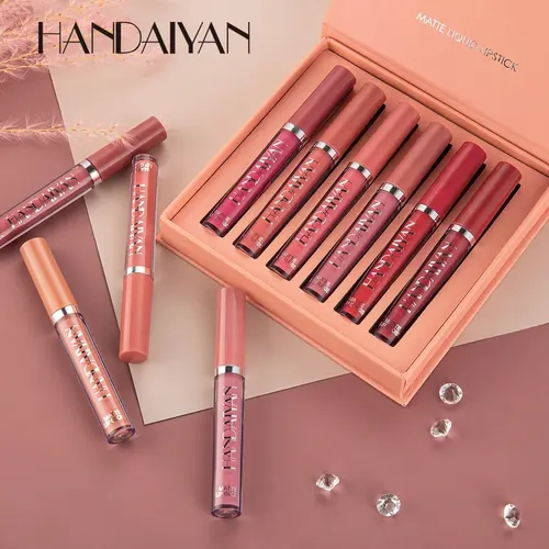 Handaiyan Women's 6-Piece Set Lipstick & Lip Gloss, Matte Liquid Cosmetic, 24H Transfer-Proof, Long-Lasting, Smooth, Moisturize, Hydrate, Non-Sticky, Waterproof Lip Stain, Cruelty-Free Beauty Makeup,sohochic