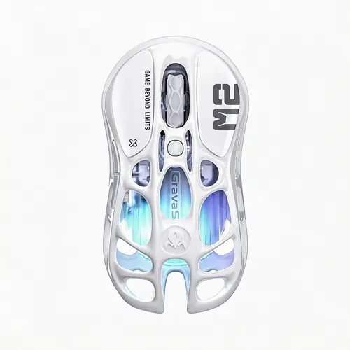GravaStar Mercury M2 White Wireless Gaming Mouse for PC, PC Gaming Accessories, Gamer Stuff - 26000 DPI PAW3395DM Sensor - 79g Lightweight Hollowed-Out Design - 5 Programmable Buttons - 5 Dynamic Lightsync RGB - Customizable DealsForYouDays