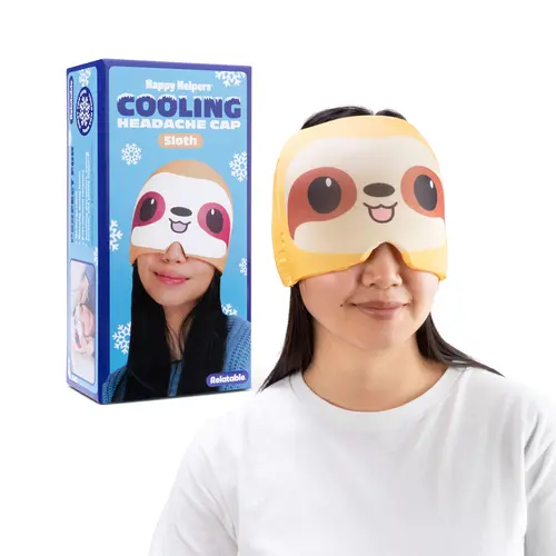 Happy Helpers Sloth Cooling Headache Cap by Relatable, Perfect for Soothing Support During Headaches, Hangovers, Post Workout Recovery, Stress Support and Cooling Support,  Includes 1 Cooling Cap