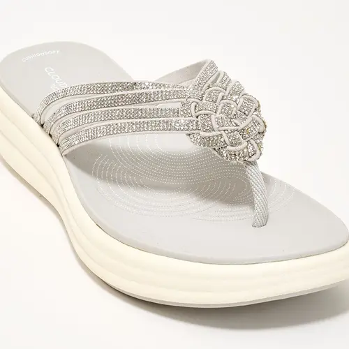 Clarks Cloudsteppers Rhinestoned Thong Sandals -Drift Gem