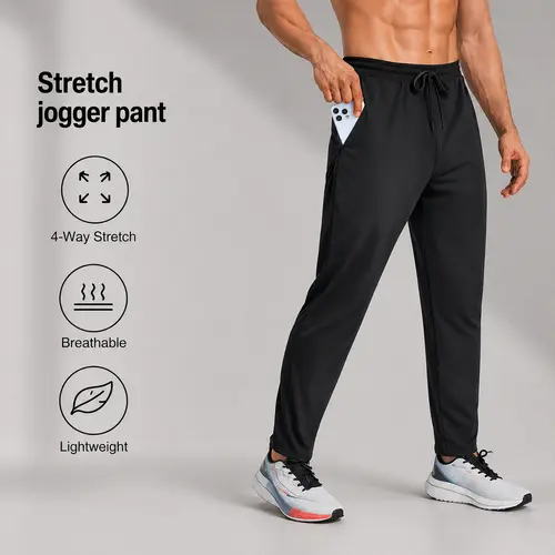 AMZPURE Men's Joggers with Zipper Pockets Lightweight Stretch Sweatpants for Men Athletic Gym Fit Athleisure Outfit for Spring Workout, Running, Jogging, Hiking, Golf sohochic style
