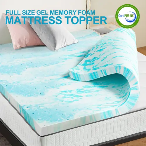 【New Color】 Sweetcrispy Full Size Cooling Gel Mattress Topper Memory Foam Mattress Breathable Topper for Bedroom, Guest Room, Dorm Room & Apartment