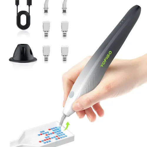 Wireless Lithium-Ion Rechargeable Battery Diamond Painting Pen - 6 Replaceable Tips, 2 Diamond Painting Cross Stitch Tips, Magnetic Base, Type-C Charging, ABS+PP, Lightweight, Portable DIY 3D Drill Art Tool for Enthusiasts, Lithium Ion Battery,toolupgrade