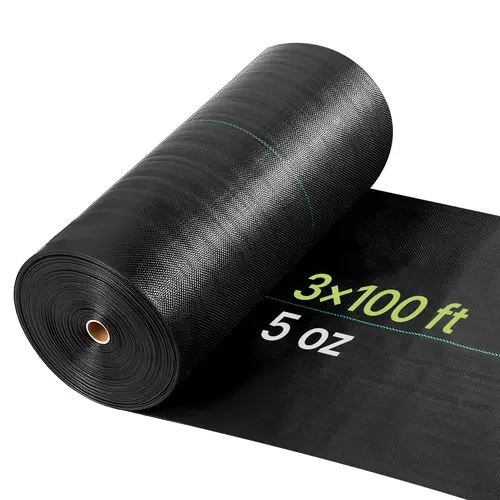 VEVOR Heavy Duty Weed Barrier Fabric, 3x100FT 5oz (141.7g) Woven Landscape Mat, Geotextile Webbing for Outdoors & Greenhouses, Gravel Stays Put Ground Cover, Black#BacktoSchool