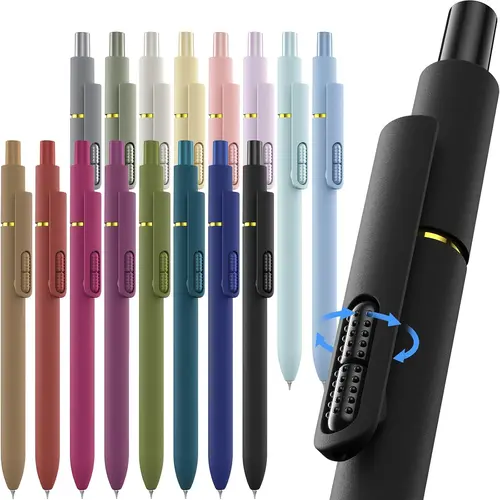 Colorful Gel Pens - 8 Pcs, 0.7MM Medium Point, Quick Dry Retractable Office Art Supplies with Silicone Grip, Fidget Feature, Ergonomic Silicone Grip, Lefty-Safe Ink for Journaling, Back to School