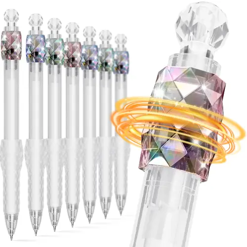 8 Pcs 0.7mm Fidget Rotating Black Ink Gel Pens - Rubber Grip, Quick-Dry Fine Point, Aesthetic Pens & Refills, High Flash - School Supply Shopping, Fun Desk Supplies for Office & Journaling, Quick-Drying