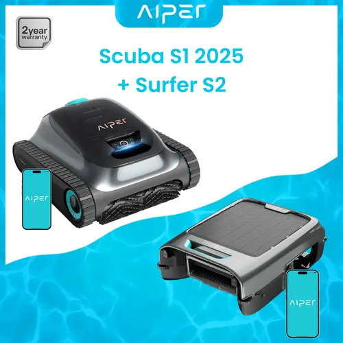 AIPER Scuba S1 & Surfer S2 Automatic Pool Cleaner, WavePath Nav-Equipped Cleaning Equipment for Full Pool Clean,sohochic