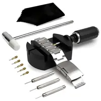 11 PCS Watch Link Removal Kit, Watch Band Sizing Tool with Link Pin Remover, Mini Hammer, Punch Pins & Replacement Tips, Bracelet Adjustment Repair Kit for Metal Watch Bands