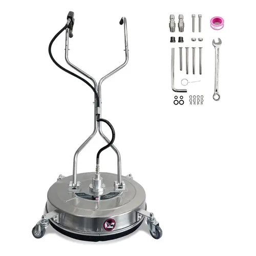 Garvee Commercial Grade 24-Inch Stainless Steel Pressure Washer Surface Cleaner - 4900 PSI, 4 All-purpose Wheels, 3/8" Connector, 1/4" Adapter, Rotating Nozzle - Extreme Water Pressure Tool for Decks, Driveways, Outdoor Furniture, Power Washers Accessory