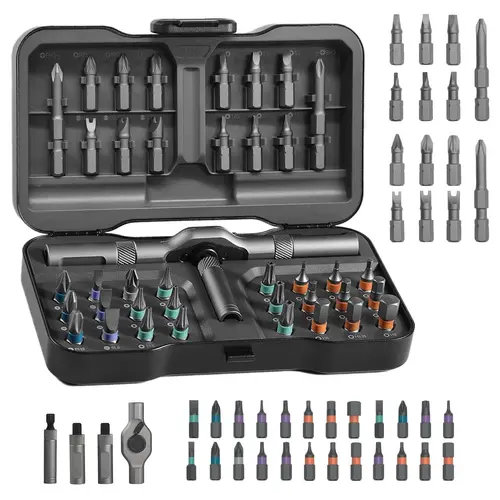 SEESE 38 in 1 DlY Screwdriver Set,1 Set SwitchableScrewdriver Shape Magnetic Screwdriver Set,Compact and Portable Ratchet Screw0driver SetHome Repair Tool Box fathersdaygift