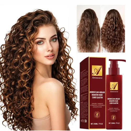 Moroccan Argan Keratin Elastin Hair Care Conditioner 200ml - Curly Hair Products, Frizz-Free Hydrating Deep Conditioning Formula, Repairs Dryness, Shapes Strands, Keratin Conditioner