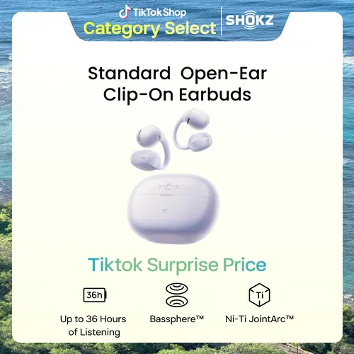 SHOKZ OpenDots Air Open-Ear Clip-On Bluetooth Earbuds, Touch Control Clip on earbuds design; Secure comfortable fit; Natural balanced sound; 36H listening; Travel/Commuting/City Walk/Dancing
