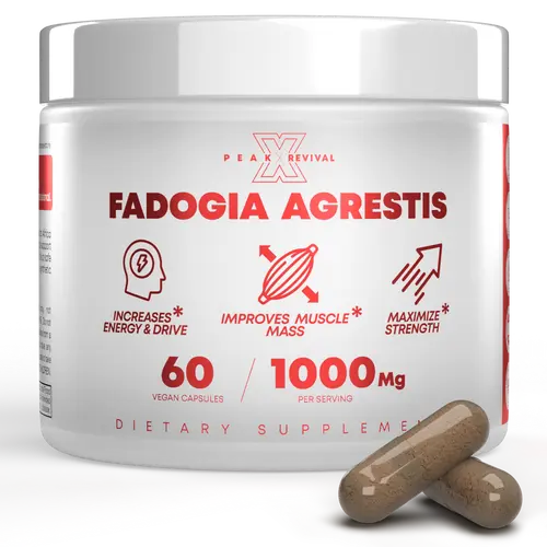 Fadogia Agrestis 1000mg – Testosterone Booster for Men – Natural Testosterone Support, Strength, Stamina, Energy, Muscle Growth & Recovery – Men's T Booster Pills, Vegan, Non-GMO, Third-Party Lab Tested, 60 Capsules