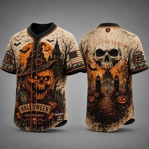 Matching Family Halloween Short Sleeve Jersey Shirts, Skull Pumpkin Customized Jersey, Personalized Print Trick-or-Treat Spooky Apparel, Unisex Custom Name Professional Sports Clothing#TikTokMadeMeBuyIt#FamilyHalloweenOutfit#HalloweenPartyEssential, Multi