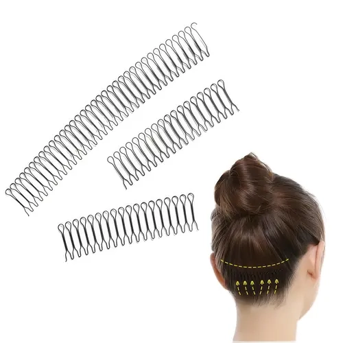 3-Piece Set of U-Shaped Styling Combs—Bang Clips, Styling Tools, Elastic Hair Clips, U-Shaped Wavy Combs, Hair Clips, Spring Hair Bands, Round Styling Clips, Black Hair Clips, Hair Clips for Women and Girls, Bangs Hair Clip, Fashion Hair Accessories, Hair
